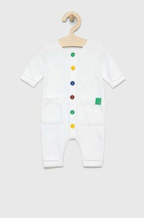 Pajac za dojenčka United Colors of Benetton - bela. Pajac za dojenčka iz kolekcije United Colors of Benetton. Model izdelan iz mehke