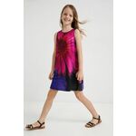 Desigual otroška obleka - vijolična. Otroška obleka iz kolekcije Desigual. Širok model, izdelan iz vzorčaste tkanine.