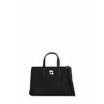 Torbica Karl Lagerfeld črna barva - črna. Srednje velika torbica iz kolekcije Karl Lagerfeld. Model na zapenjanje, izdelan iz kombinacije tekstilnega materiala in ekološkega usnja.