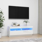 vidaXL TV omarica z LED lučkami visok sijaj bela 100x35x40 cm