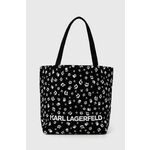 Dvostranska torba Karl Lagerfeld črna barva, 245W3851 - črna. Velika torbica iz kolekcije Karl Lagerfeld. Model brez zapenjanja, izdelan iz tekstilnega materiala.