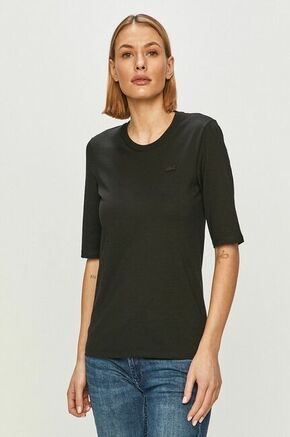 Bombažna kratka majica Lacoste črna barva - črna. Kratka majica iz kolekcije Lacoste. Model izdelan iz tanke