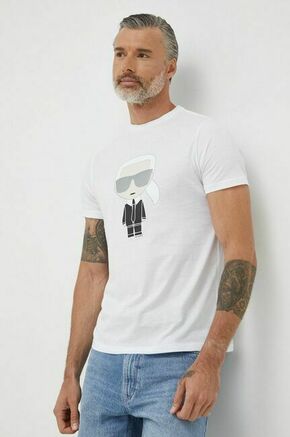 Bombažen t-shirt Karl Lagerfeld bela barva - bela. Lahek T-shirt iz kolekcije Karl Lagerfeld. Model izdelan iz tanke