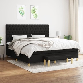Box spring postelja z vzmetnico črn 200x200 cm blago - vidaXL - črna - 98