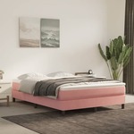vidaXL Box spring postelja z vzmetnico roza 140x190 cm žamet