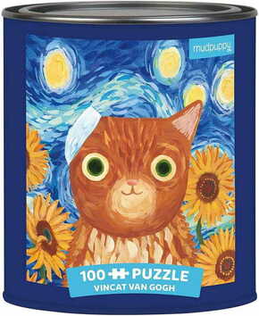 WEBHIDDENBRAND MUDPUPPY Puzzle v pločevinki Artsy Cats: Vincat Van Gogh 100 kosov