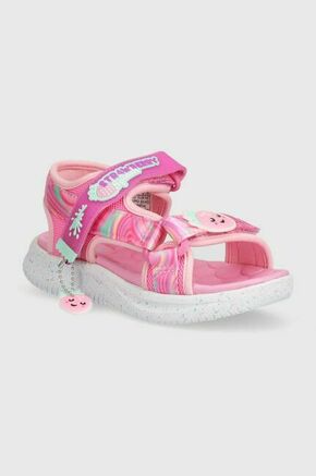 Otroški sandali Skechers JUMPSTERS SANDAL SPLASHERZ roza barva - roza. Otroški sandali iz kolekcije Skechers. Model je izdelan iz tekstilnega materiala. Model z mehkim