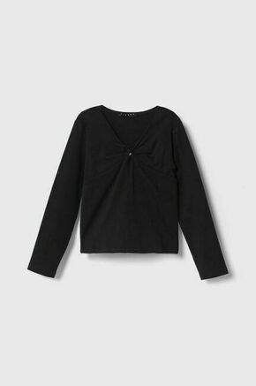 Otroška dolga majica Sisley črna barva - črna. Otroške Majica z dolgimi rokavi iz kolekcije Sisley. Model izdelan iz enobarvne pletenine. Model iz izjemno udobne tkanine z visoko vsebnostjo bombaža.