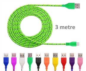 Mikro USB kabel 3m - barvna vrv različne barve