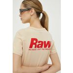 Bombažna kratka majica G-Star Raw bež barva - bež. Oprijeta kratka majica iz kolekcije G-Star Raw. Model izdelan iz tanke, rahlo elastične pletenine. Izjemno zračen, udoben material.