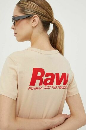 Bombažna kratka majica G-Star Raw bež barva - bež. Oprijeta kratka majica iz kolekcije G-Star Raw. Model izdelan iz tanke