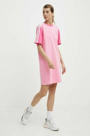 Bombažna obleka adidas roza barva