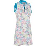 Callaway Womens Chev Floral Dress With Back Flounce Brilliant White M