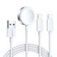 NEW Kabel 3v1 USB-A z induktivnim polnilnikom + 2x iPhone Lightning 1,2 m bele barve