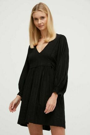 Bombažna obleka za na plažo Karl Lagerfeld črna barva - črna. Obleka za na plažo iz kolekcije Melissa Odabash. Model izdelan iz enobarvnega materiala. Bombažen