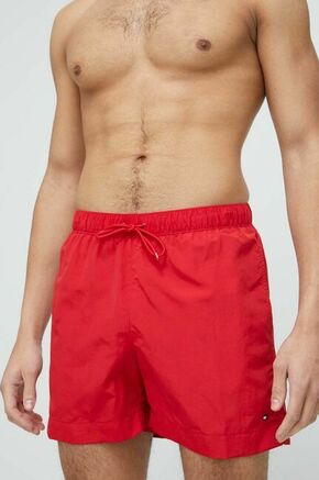 Kopalne kratke hlače Tommy Hilfiger rdeča barva - rdeča. Kopalne kratke hlače iz kolekcije Tommy Hilfiger. Model izdelan iz enobarvnega materiala.