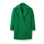Plašč Desigual ženski, zelena barva - zelena. Plašč iz kolekcije Desigual. Prehoden model, izdelan iz gladkega materiala.