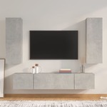 vidaXL Komplet TV omaric 4-delni betonsko siv konstruiran les