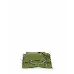 Usnjena torbica Karl Lagerfeld zelena barva - zelena. Majhna torbica iz kolekcije Karl Lagerfeld. Model na zapenjanje, izdelan iz kombinacije naravnega usnja in semiš usnja. Model je enostaven za čiščenje in vzdrževanje.