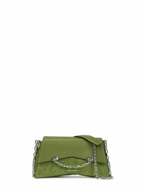 Usnjena torbica Karl Lagerfeld zelena barva - zelena. Majhna torbica iz kolekcije Karl Lagerfeld. Model na zapenjanje
