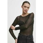 Majica Answear Lab ženska, črna barva - črna. Bluza iz kolekcije Answear Lab, izdelana iz elastične pletenine. Model iz osupljive svetleče tkanine s kovinsko nitjo.