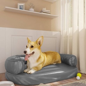 Shumee Ergonomska pasja postelja iz pene siva 75x53 cm um. usnje