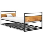vidaXL Izvlečni posteljni okvir črn iz kovine 90x200 cm