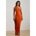 Obleka Lauren Ralph Lauren - oranžna. Obleka iz kolekcije Lauren Ralph Lauren. Model izdelan iz enobarvne tkanine. Izrazit model za posebne priložnosti.