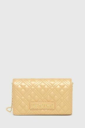Torbica Love Moschino zlata barva - zlata. Majhna torbica iz kolekcije Love Moschino. Model na zapenjanje
