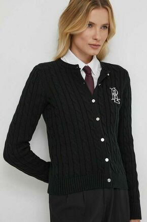 Bombažen pulover Lauren Ralph Lauren črna barva - črna. Pulover iz kolekcije Lauren Ralph Lauren. Model izdelan iz enobarvne pletenine. Model iz izjemno udobne bombažne tkanine.