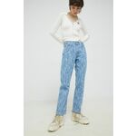 Kavbojke Tommy Jeans Harper ženske - modra. Kavbojke iz kolekcije Tommy Jeans v stilu straight ankle z visokim pasom. Model izdelan iz povoskanega denima.