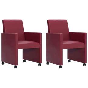 Shumee Jedilni stoli 2 kosa vinsko rdeče umetno usnje