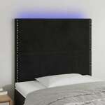 Greatstore LED posteljno vzglavje črno 80x5x118/128 cm žamet