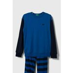 Otroška pižama United Colors of Benetton - modra. Otroški pižama iz kolekcije United Colors of Benetton. Model izdelan iz vzorčaste pletenine. Tanek, gosto pleten material.