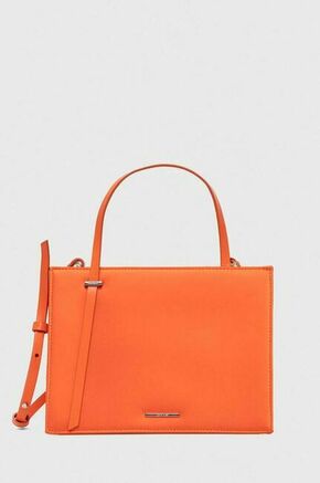 Torbica Calvin Klein oranžna barva - oranžna. Majhna torbica iz kolekcije Calvin Klein. Model na zapenjanje