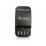 Chameleon Hišni polnilec za telefon, 4-portni (USB izhod), kabel ni priložen - LS-4U - črn