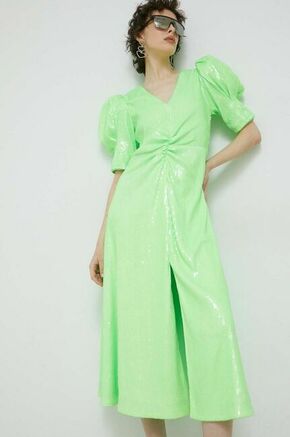 Obleka Rotate zelena barva - zelena. Obleka iz kolekcije Rotate. Nabran model