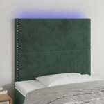 vidaXL LED posteljno vzglavje temno zeleno 100x5x118/128 cm žamet
