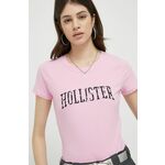Kratka majica Hollister Co. ženski, roza barva - roza. Oprijeta kratka majica iz kolekcije Hollister Co. Model izdelan iz tanke, zelo elastične pletenine. Zračni model, ki podpira udobje pri uporabi.