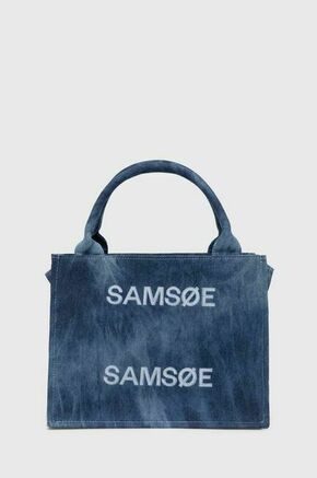 Torbica Samsoe Samsoe - modra. Torba iz kolekcje Samsoe Samsoe. Na zapenjanje model narejen iz tekstilnega materiala.