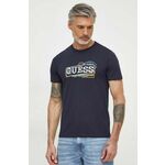 Kratka majica Guess moški, mornarsko modra barva - mornarsko modra. Kratka majica iz kolekcije Guess, izdelana iz tanke, elastične pletenine. Model iz zračne tkanine z visoko vsebnostjo bombaža.