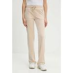 Juicy Couture Velur spodnji del trenirke Juicy Couture DEL RAY POCKETED PANT bež JCAP180G