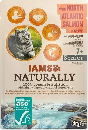 WEBHIDDENBRAND IAMS Cat Naturally Senior s severnoatlantskim lososom v omaki - 85 g