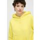 Bombažen pulover Desigual LOGO ženski, rumena barva, s kapuco, 24SWSK43 - rumena. Pulover s kapuco iz kolekcije Desigual, izdelan iz elastične pletenine. Model iz izjemno udobne bombažne tkanine.