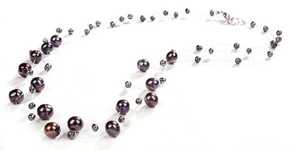 JwL Luxury Pearls Ogrlica iz levitacijskih temnih pristnih biserov JL0325 srebro 925/1000