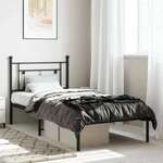 shumee Kovinski posteljni okvir z vzglavjem črn 100x190 cm