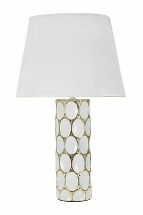 Bela/v zlati barvi keramična namizna svetilka s tekstilnim senčnikom (višina 56 cm) Glam Carv – Mauro Ferretti