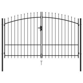 VidaXL Dvojna vrata za ograjo koničasta jeklo 3x2 m črna