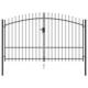 vidaXL Dvojna vrata za ograjo koničasta jeklo 3x2 m črna