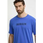 Bombažna kratka majica Calvin Klein Underwear - modra. Kratka majica iz kolekcije Calvin Klein Underwear, izdelana iz pletenine s potiskom. Model iz zračne bombažne tkanine.